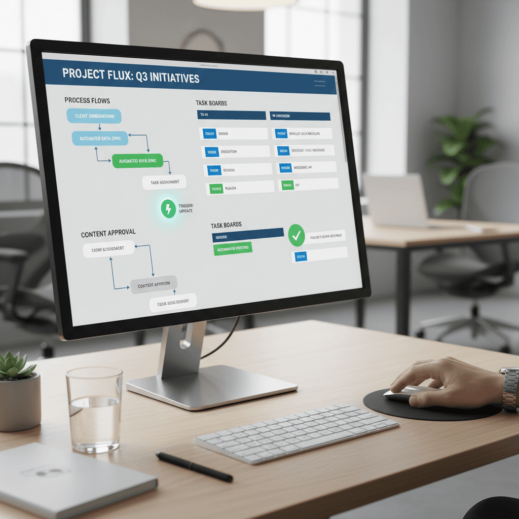 Workflow automation software showing connected business processes