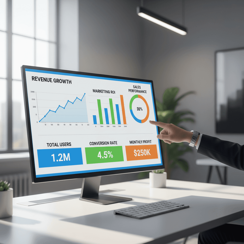Analytics dashboard displaying business metrics and KPIs