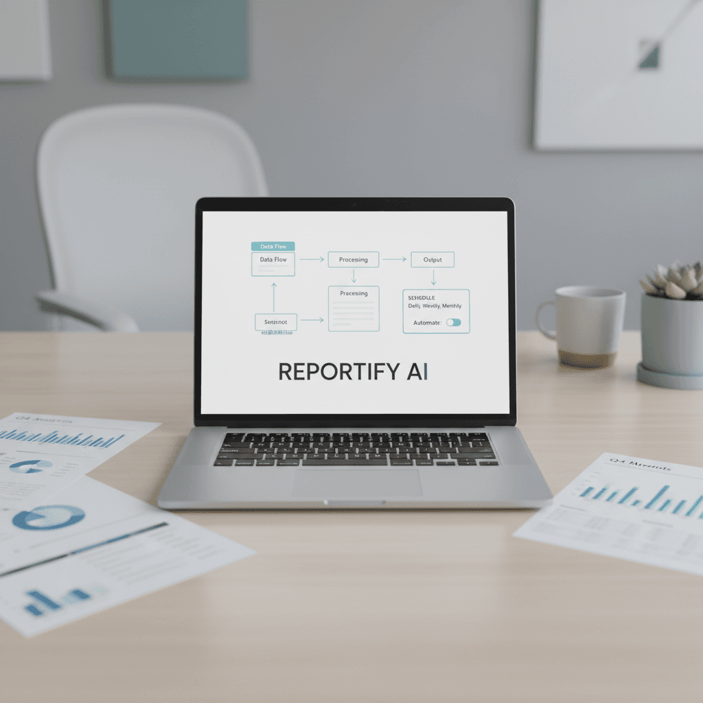 Automated reporting system on laptop screen